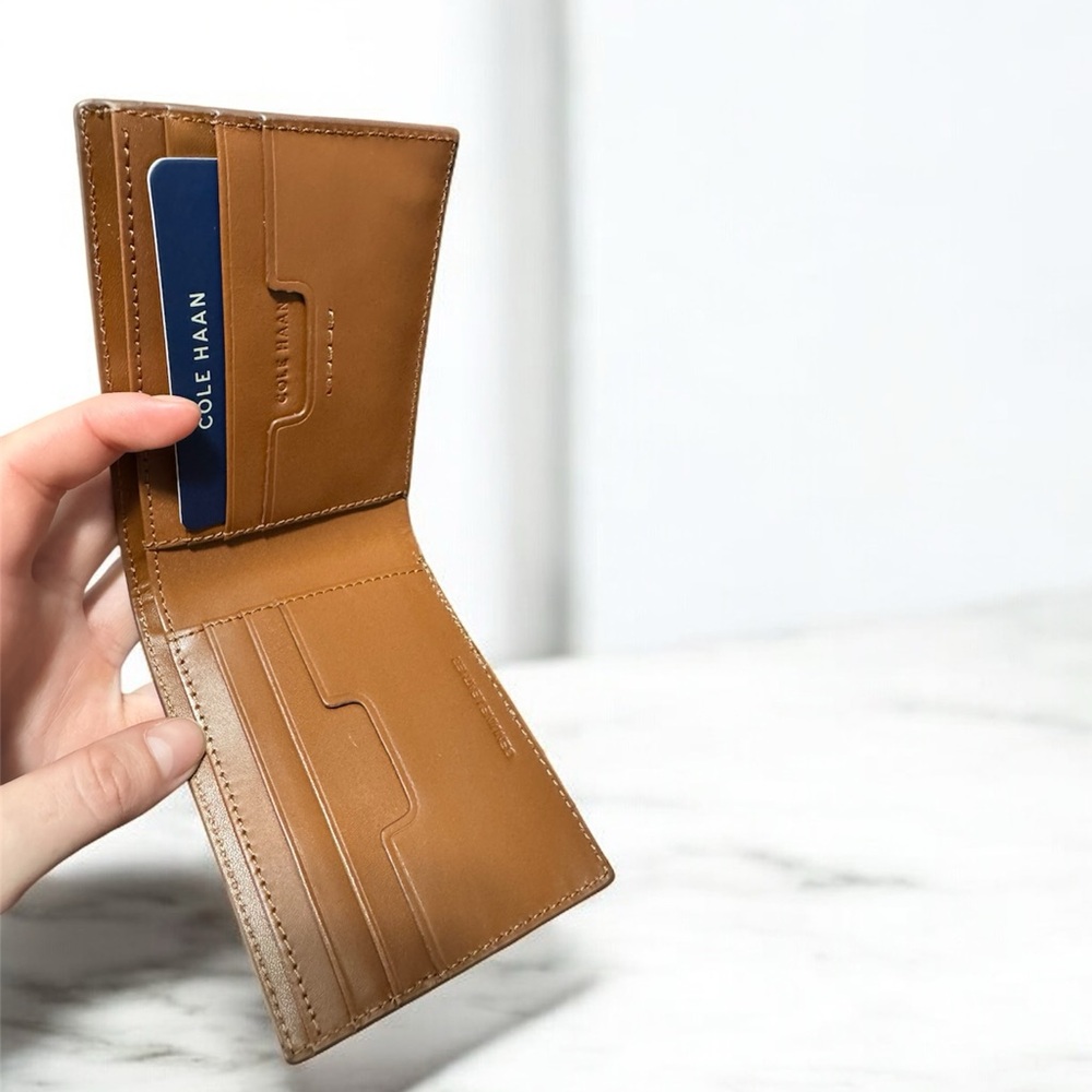 Men's Cole Haan Brown Leather Wallet - Picture 3 of 4